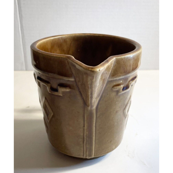 Monmouth Western Stoneware Milk or Batter Pitcher Diamond Pattern EUC Vintage - Picture 3 of 6